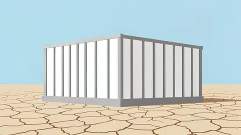 A large industrial battery storage unit standing in a dry, open field under a clear sky