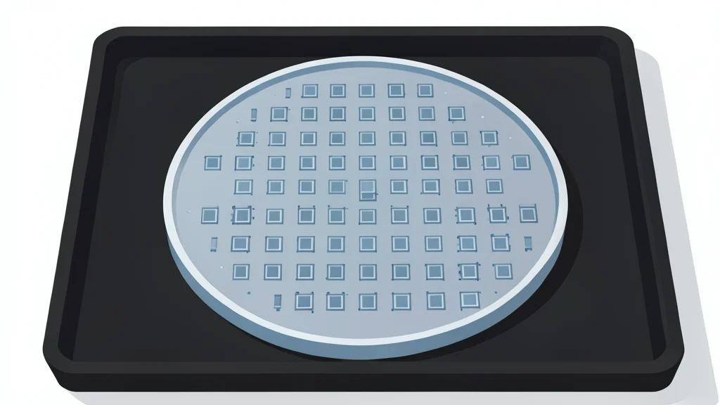 A flat-vector illustration of a silicon wafer grid representing semiconductor technology.