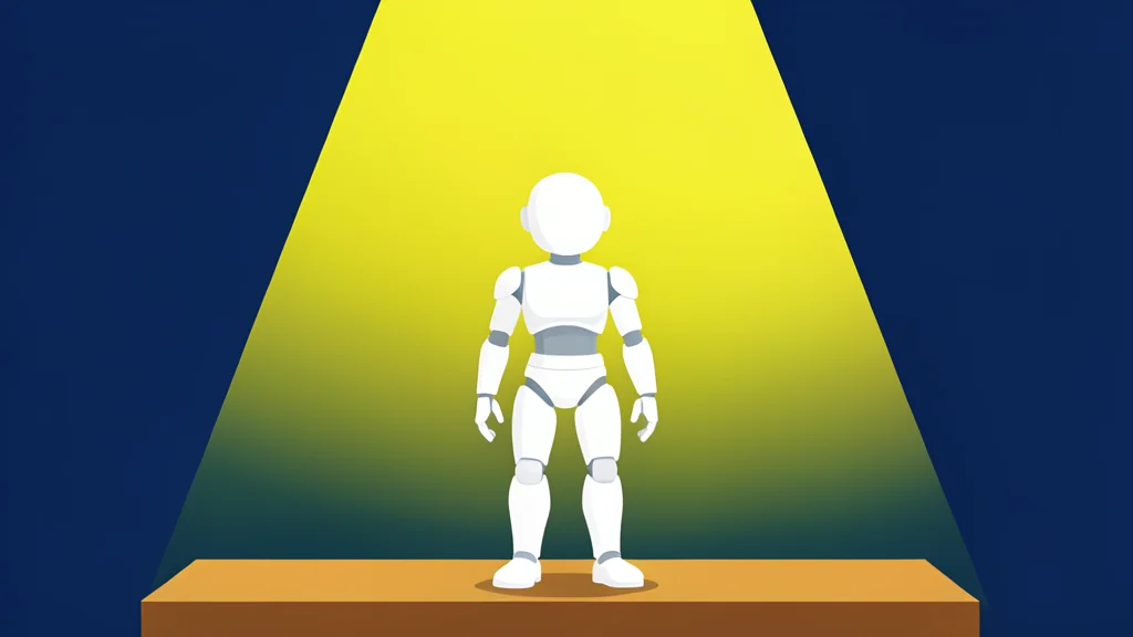 A humanoid robot standing on a stage under bright spotlights