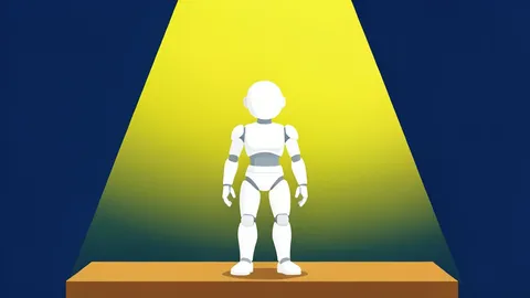 A humanoid robot standing on a stage under bright spotlights