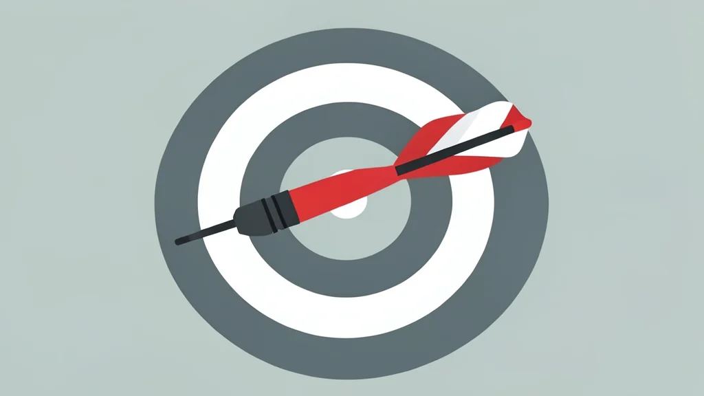 A single red dart with white flights embedded in the center of a circular target board.