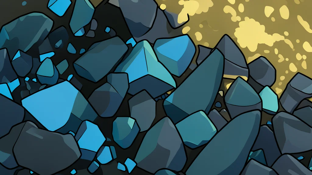 A cluster of metallic ingots next to a laboratory centrifuge in a flat vector style.