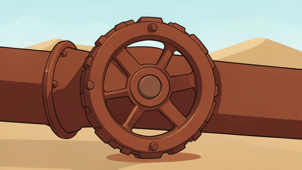 A large industrial oil pipeline stretching across a desert landscape