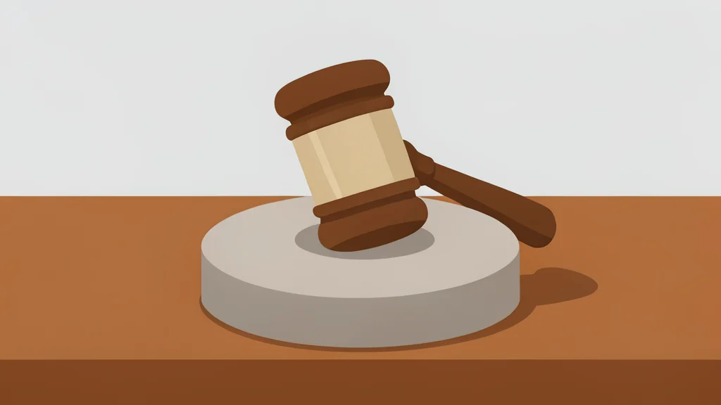 A wooden gavel resting on a polished desk