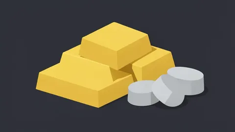 A pile of raw gold bars and silver ingots on a dark surface