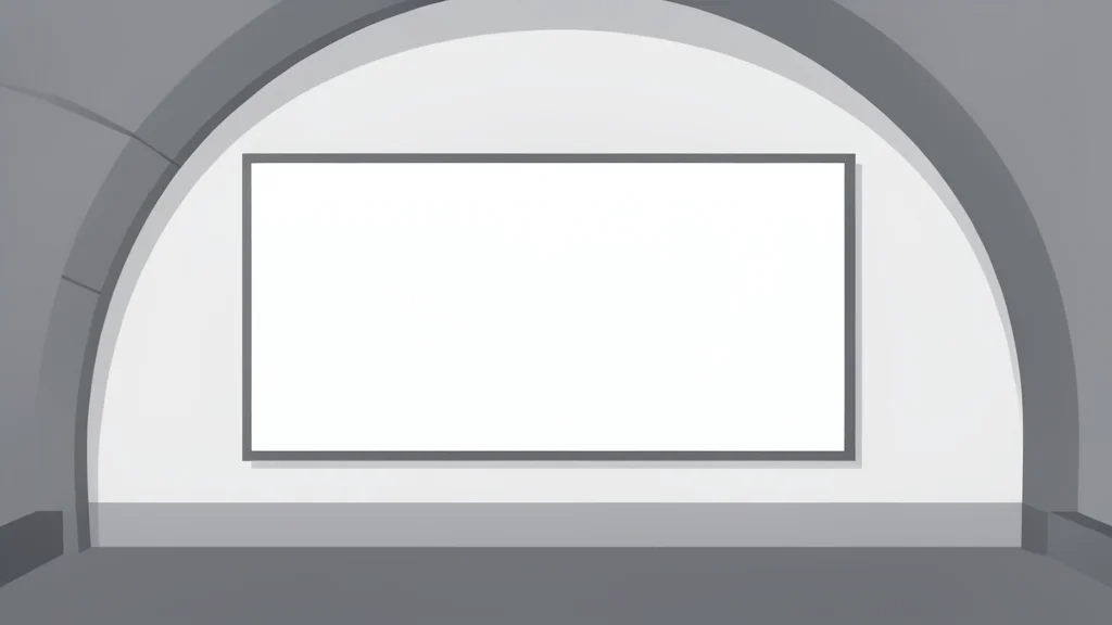 A blank white advertising panel mounted on a subway tunnel wall