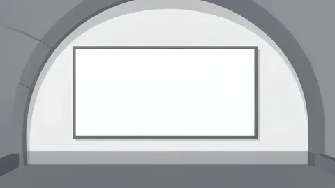 A blank white advertising panel mounted on a subway tunnel wall
