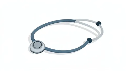 A digital stethoscope resting on a clean white desk