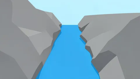 A narrow, rocky strait of water connecting two large landmasses