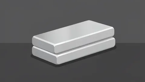 A stack of polished silver bars resting on a dark surface