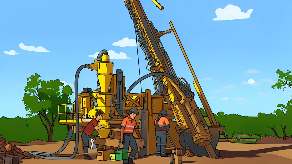 An open-pit gold mine with terraced earth walls and heavy mining machinery in the distance
