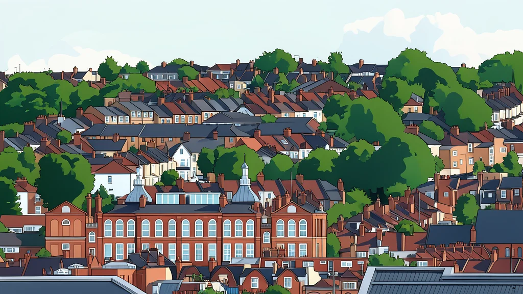 A flat vector illustration of a detached suburban house with a front garden and driveway.