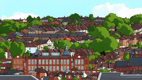 A flat vector illustration of a detached suburban house with a front garden and driveway.
