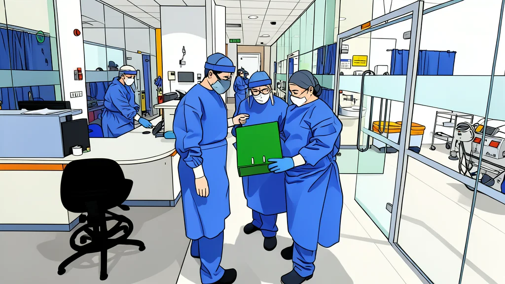 A medical stethoscope resting on a clipboard next to a hospital bed