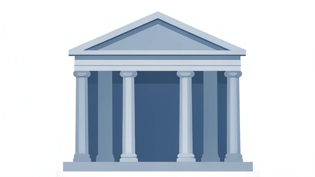 A flat vector illustration of a government treasury building facade with columns.