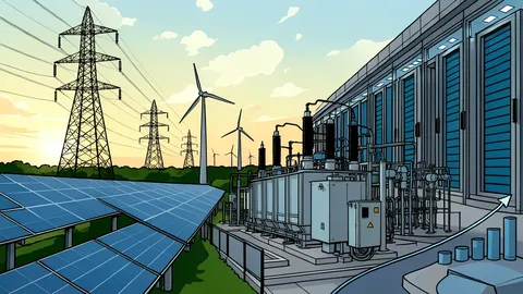 A wide-angle view of a modern solar manufacturing facility featuring extensive rows of photovoltaic panels and industrial processing lines.