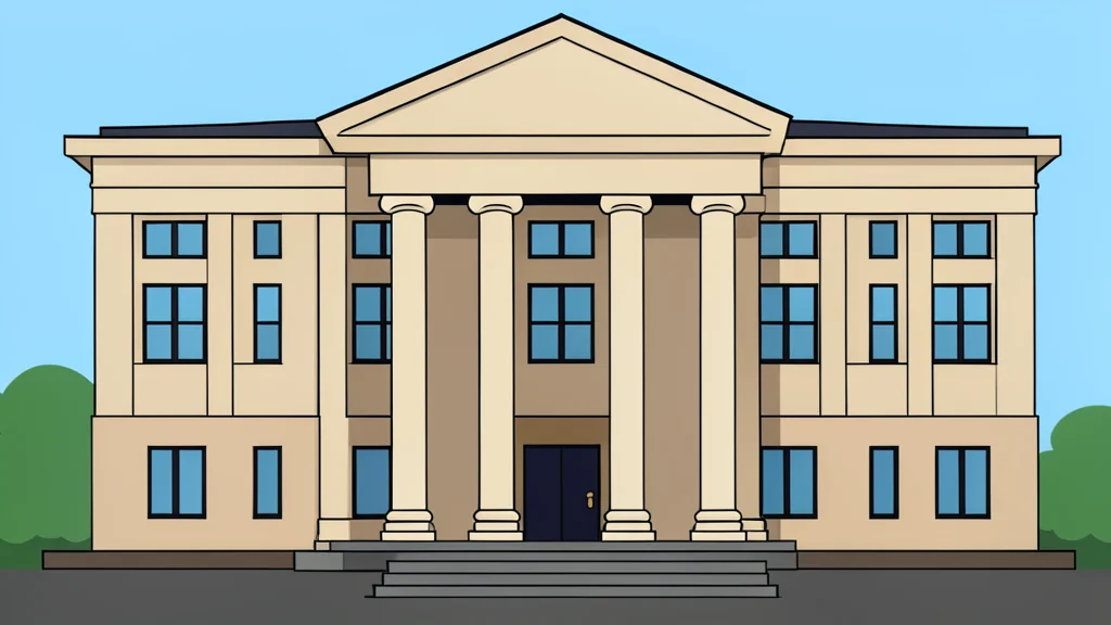 A flat vector illustration of a government parliament building facade with columns and a pediment.