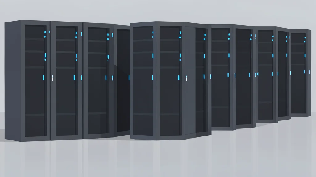Rows of server racks inside a data center facility
