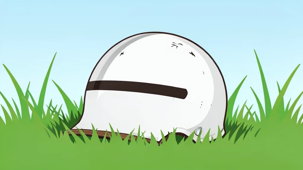 A football helmet resting on a grassy field