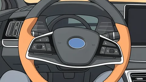 A flat vector illustration of a row of electric vehicles parked in a service bay with their brake pedals visible
