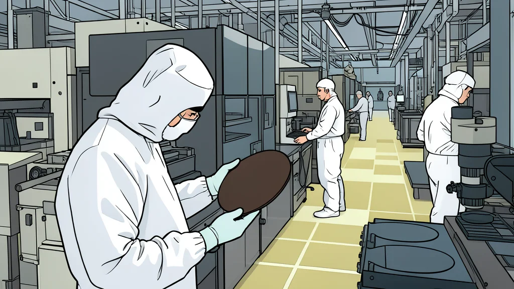 A silicon wafer resting on a cleanroom tray