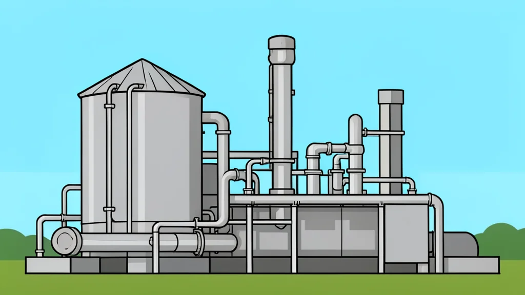 A large industrial oil refinery with storage tanks and processing pipes