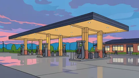 A large industrial oil refinery with tall distillation towers and piping