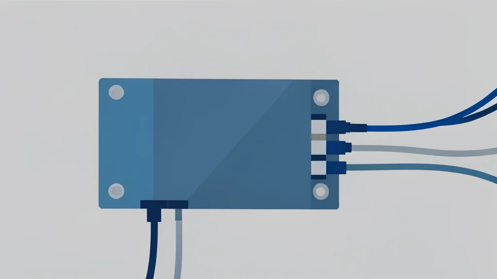 A close-up of a silicon photonics optical engine module with fiber optic cables connected to it