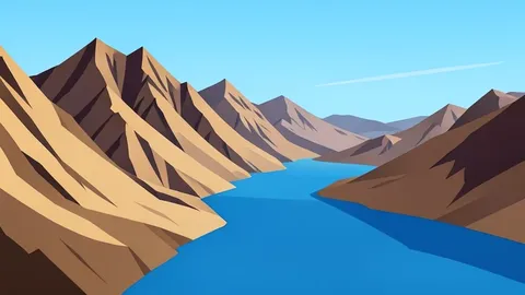 A rugged, arid mountain range overlooking a narrow strait connecting two large bodies of water