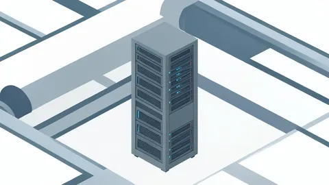 A flat-vector illustration of a server rack in a data center