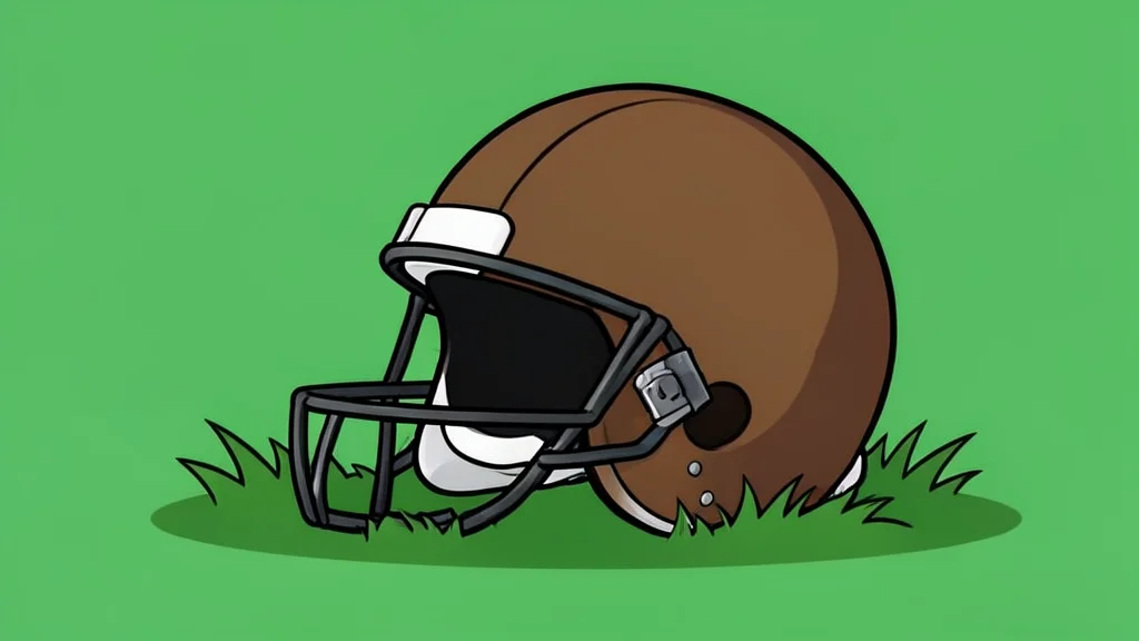 A football helmet resting on green grass