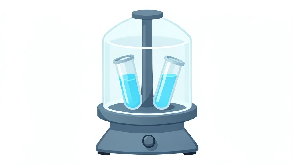 A laboratory centrifuge spinning test tubes containing clear liquid