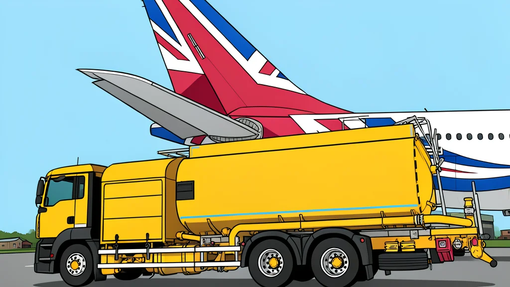 A large industrial storage tank for aviation fuel in a flat vector style