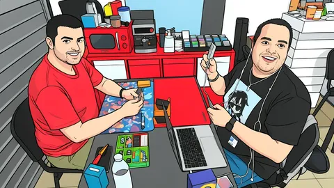 A flat vector illustration of a video game controller with large buttons next to a smartphone.