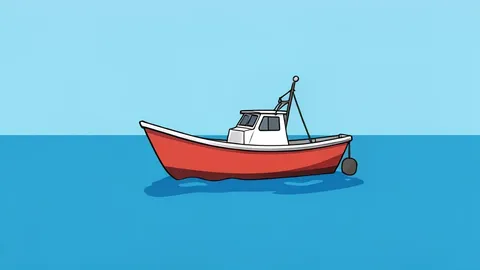 A small fishing boat floating on the open ocean