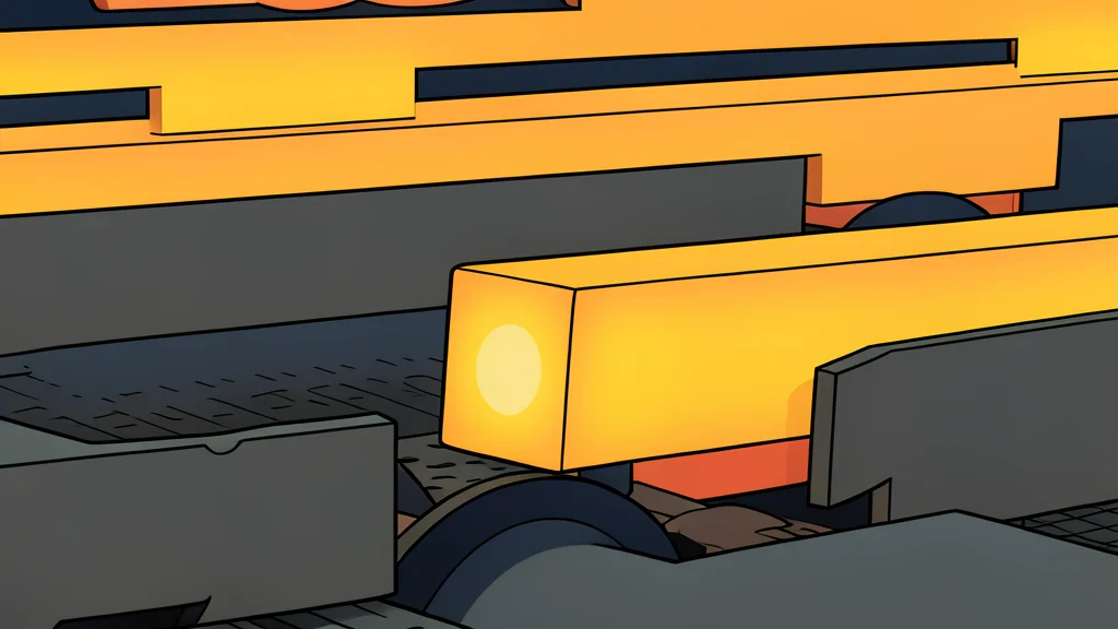 A steel mill with glowing molten metal being poured into molds
