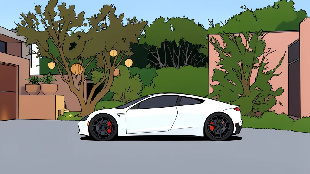 A sleek, low-profile electric sports car silhouette parked on a concrete surface
