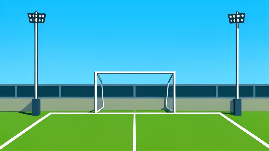 A football stadium pitch with goalposts under a clear sky