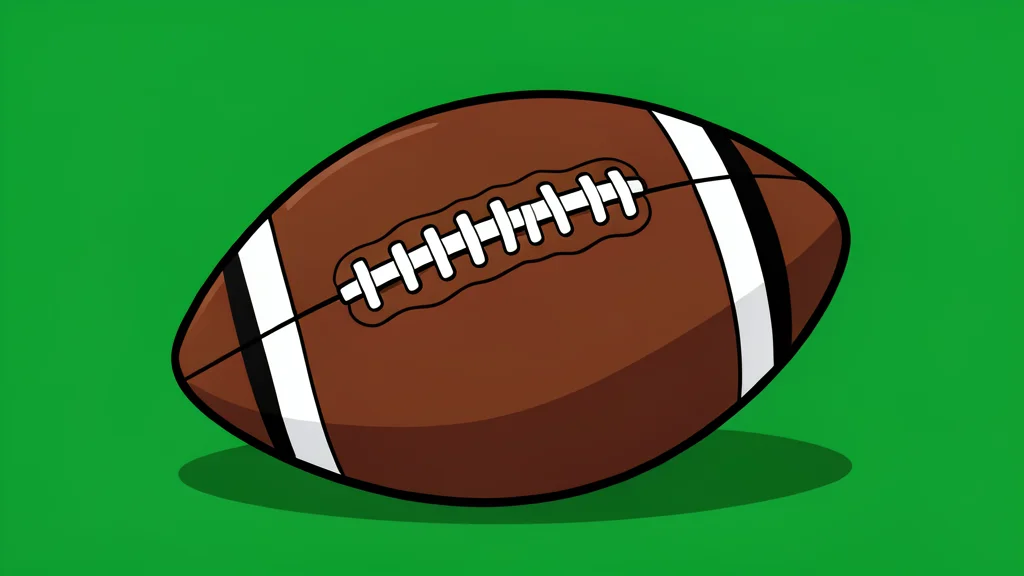 A stylized vector illustration of an American football field with distinct yard lines and goalposts at the end.