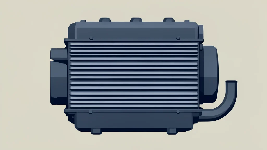 A large industrial gas engine block with visible cooling fins and exhaust piping