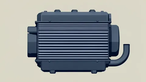 A large industrial gas engine block with visible cooling fins and exhaust piping