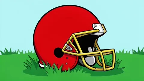 A flat vector illustration of a green grass football field with white yard lines and goalposts at the end zone.