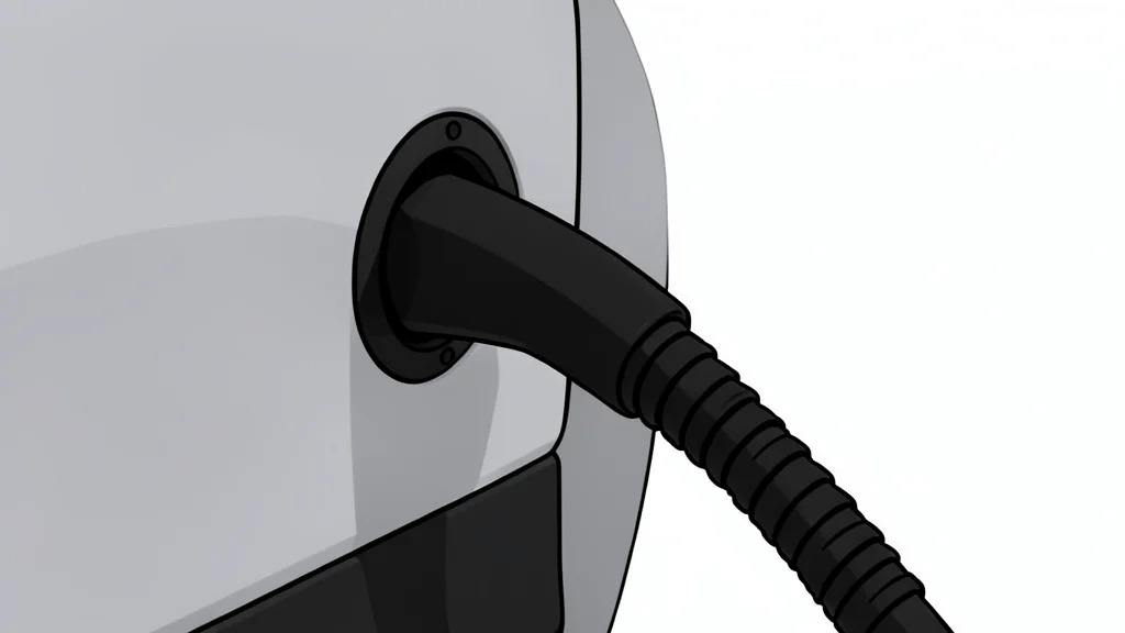 A modern electric vehicle charging station with a cable plugged into a car
