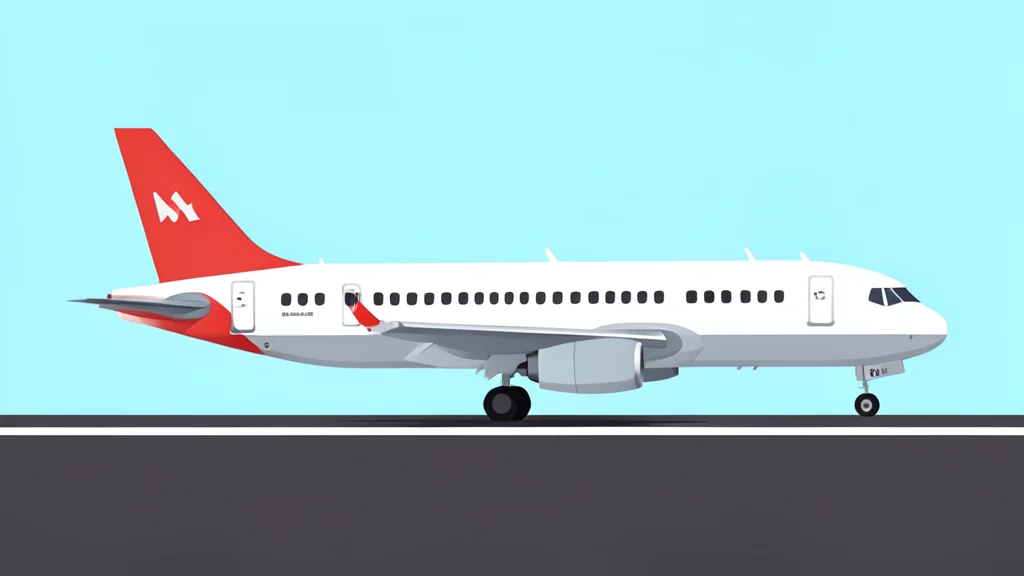 A commercial jet aircraft positioned on a runway