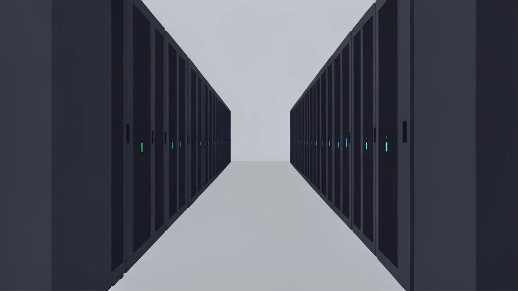 Rows of server racks in a data center