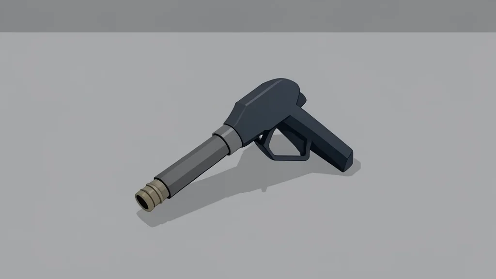 A fuel pump nozzle resting on a concrete forecourt