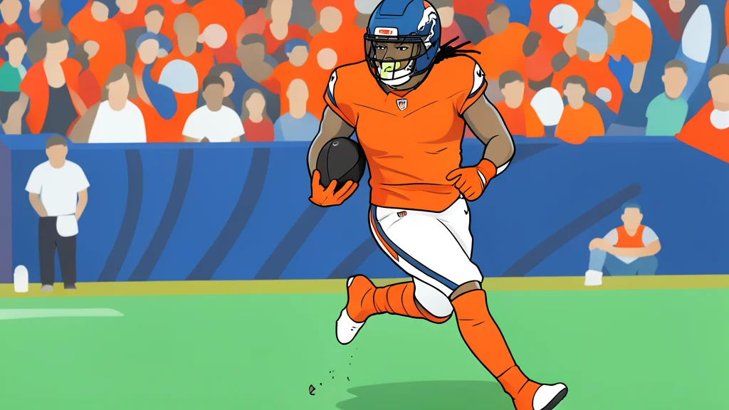 A flat vector illustration of a green football field with white yard lines and distant goalposts.