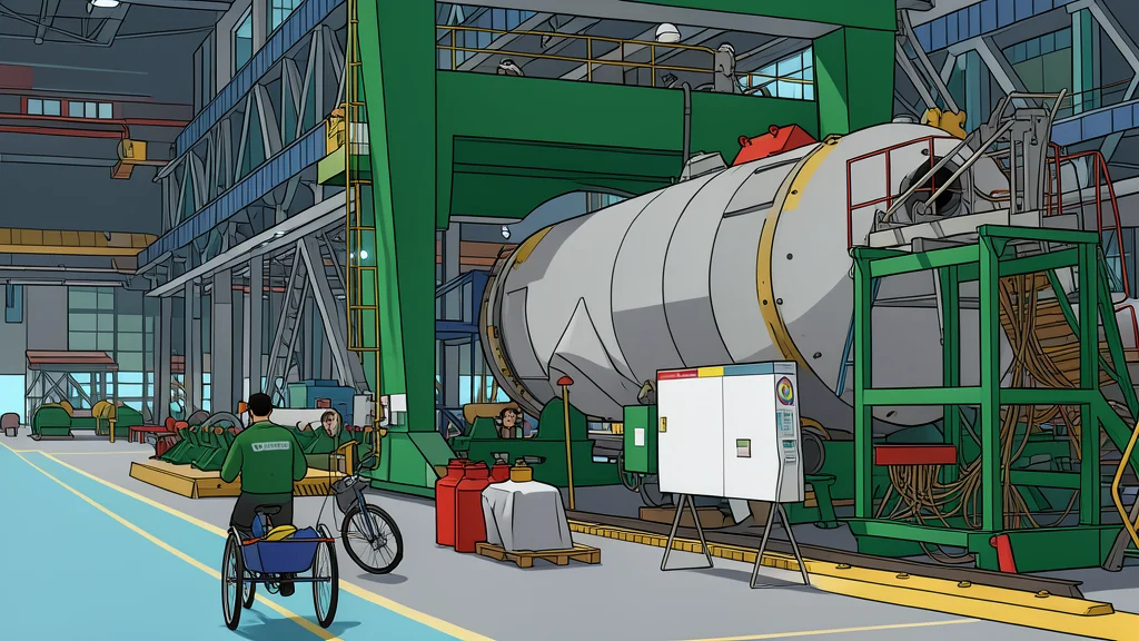 A schematic view of a large industrial centrifuge cascade inside a sterile white facility