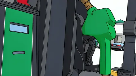 A row of modern fuel pumps at a gas station