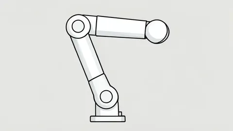 A robotic surgical arm with articulated joints and a sterile white finish